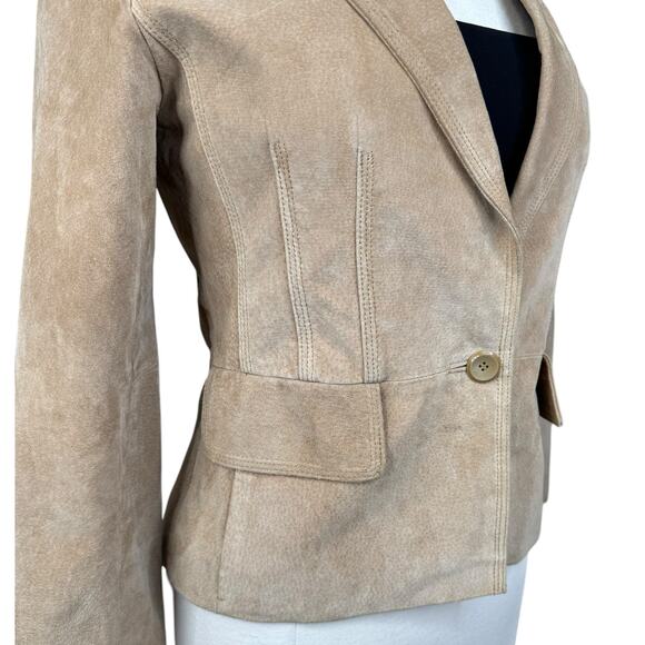 Colebrook Classics Genuine Leather Suede Camel Tan Collared Jacket Size Small - Picture 7 of 16